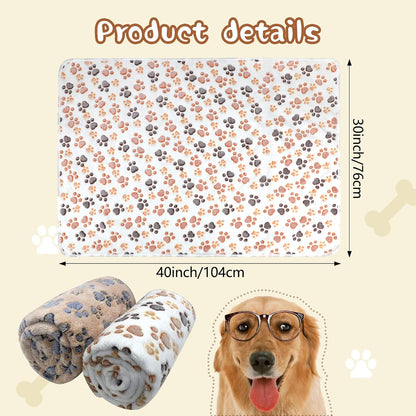 Waterproof Dog Blankets, Washable Reversible Throw 40 x 30 in | White and Coffee Pair, Soft Fleece with Mylar Layer, Machine Washable, Bed Sofa and Car Protection, Medium and Large Dogs