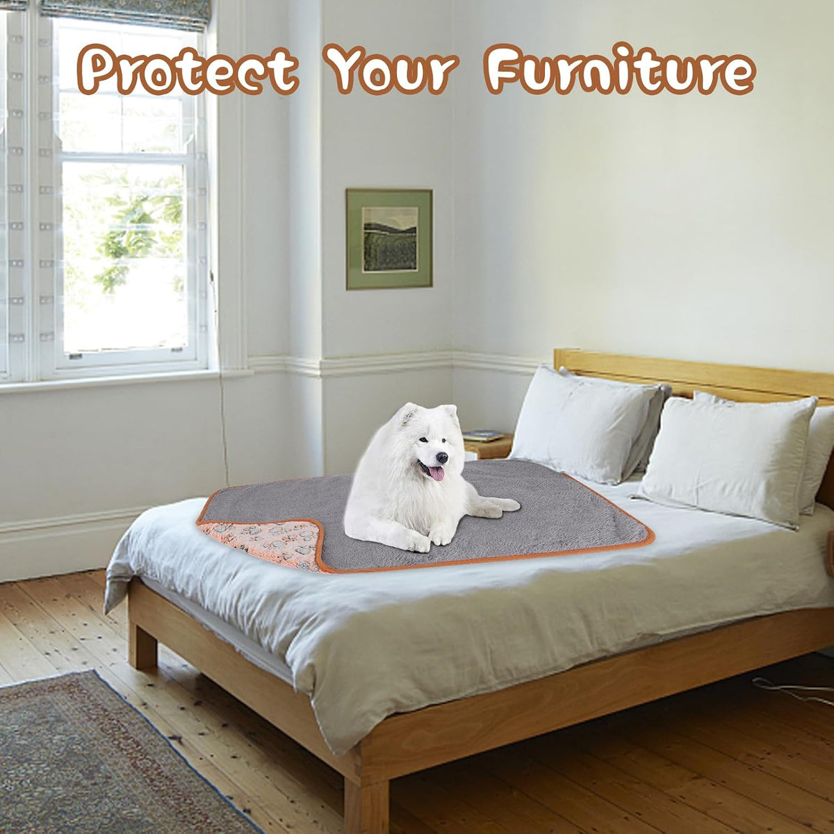 Waterproof Dog Blankets, Washable Reversible Throw 40 x 30 in | White and Coffee Pair, Soft Fleece with Mylar Layer, Machine Washable, Bed Sofa and Car Protection, Medium and Large Dogs