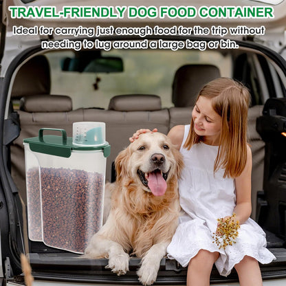 TBMax Dog Food Storage Container 5-7 lbs, Airtight Cat Food Container with Larger Spout & Measuring Cup, Portable Pet Food Storage Dispenser for Small Animal Kibble Storage, Bird Seed Container