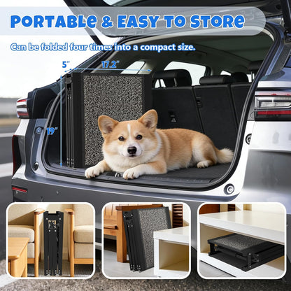 Dog Ramp for Car 71" L x 17" W, Foldable Pet Ramp for Large Dogs with Non-Slip Rug Surface, Portable Dog Car Ramp for SUV, Truck & Vehicle, Heavy-Duty Aluminum Pet Loading Ramp Supports 250 lbs