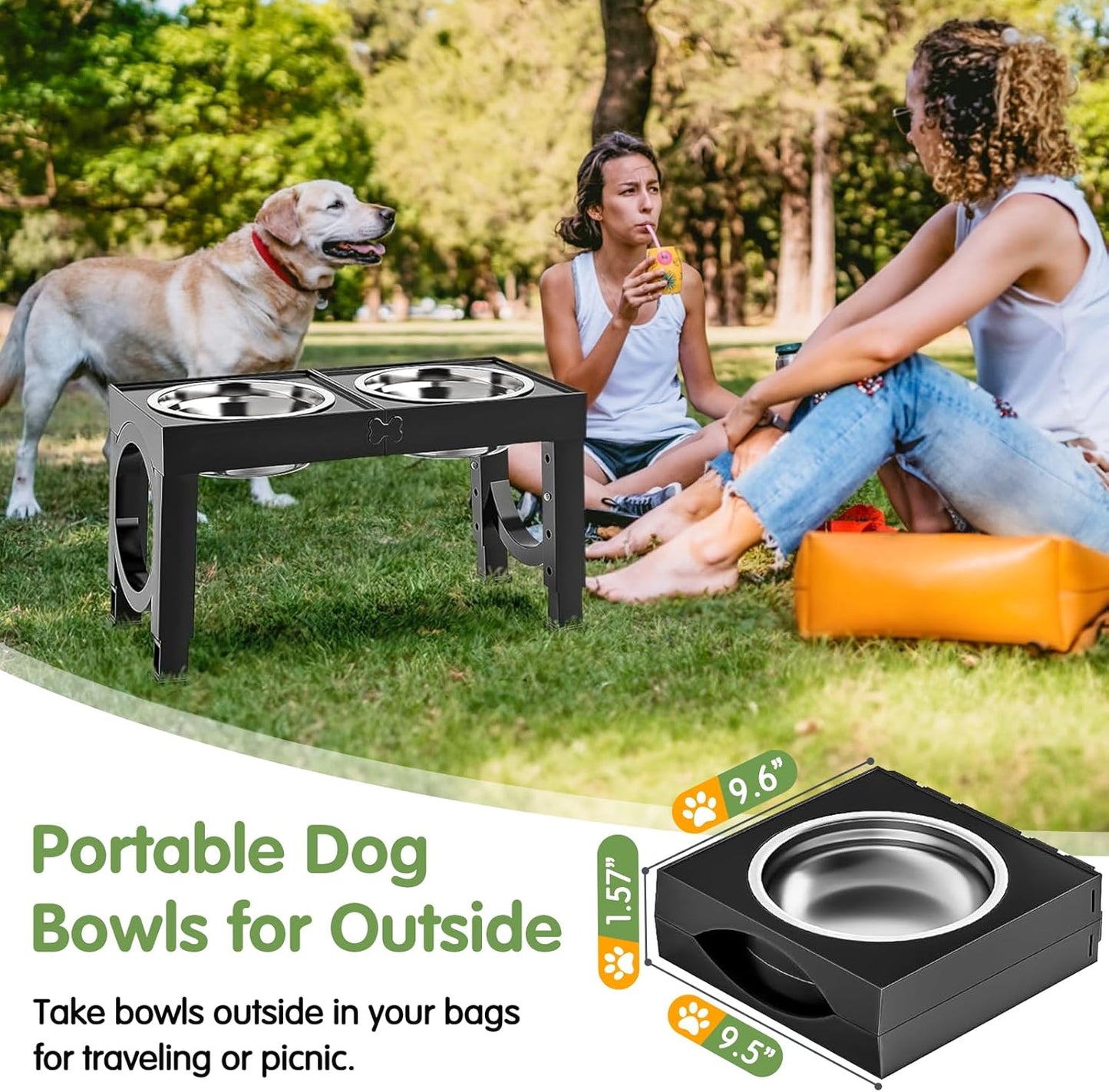 XIAZ Elevated Dog Bowls Large Breed Raised Dogs Bowl Stand Large/Medium Sized Dog Slow Feeder Dogs Bowls Food Water Stands 5 Heights Adjustable 9/11/12/14in Pet Feeder Dish Station