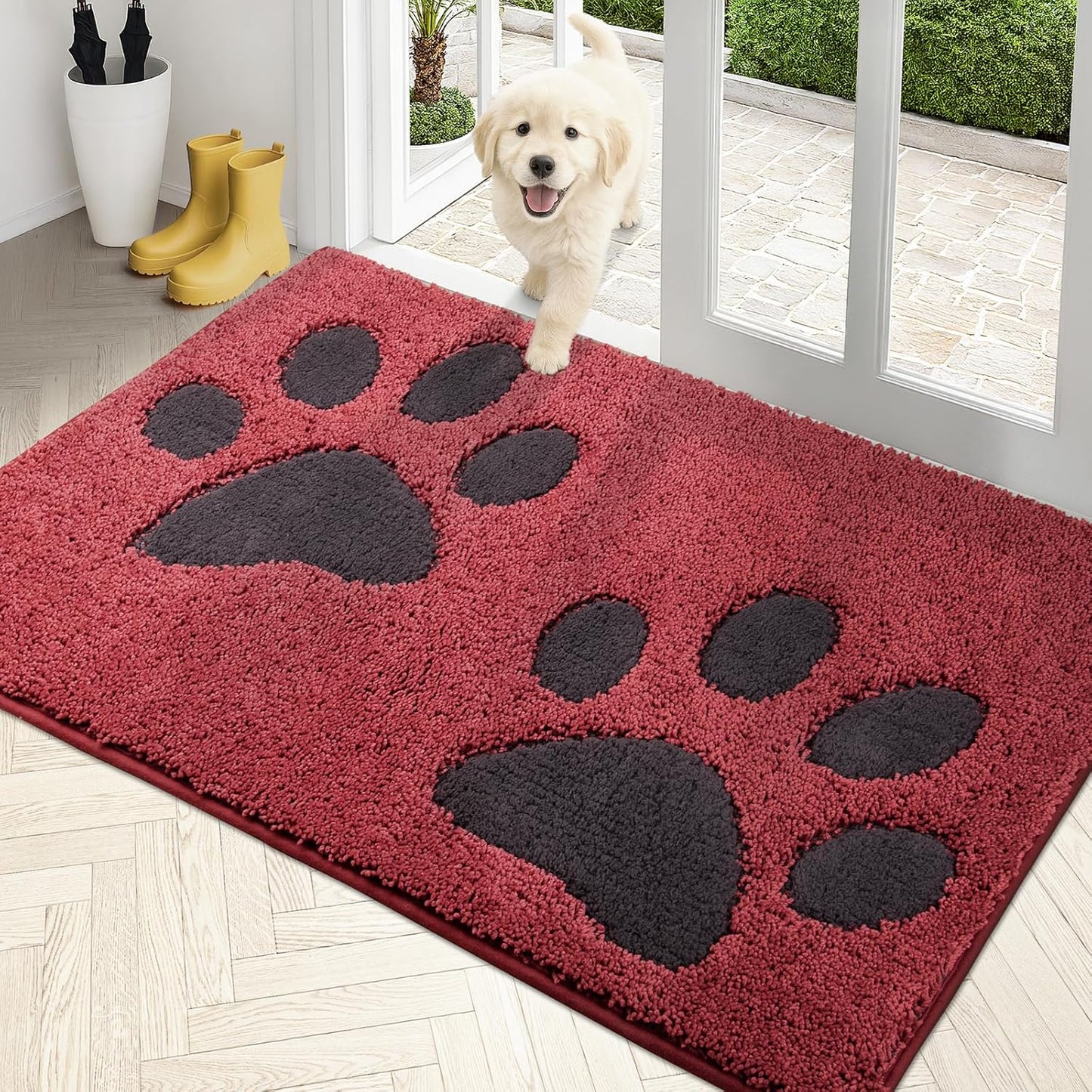 PURRUGS Dirt Trapping Door Mat 20" x 31.5", Non-Skid/Slip Machine Washable Microfiber Entryway Rug, Dog Doormat, Super Absorbent Welcome Mat for Muddy Wet Shoes and Paws, Grey