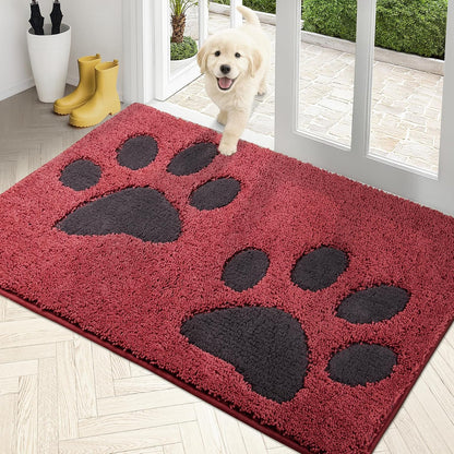 PURRUGS Dirt Trapping Door Mat 20" x 31.5", Non-Skid/Slip Machine Washable Microfiber Entryway Rug, Dog Doormat, Super Absorbent Welcome Mat for Muddy Wet Shoes and Paws, Grey