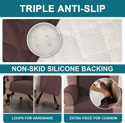Turquoize 100% Waterproof Sofa Covers Couch Cover Sofa Cover for Dogs Couch Protector Triple Non-Slip Sofa Slipcover for 3 Cushion Couch Furniture Protector for Pets, Kids,Dog (Sofa 70", Ivory)