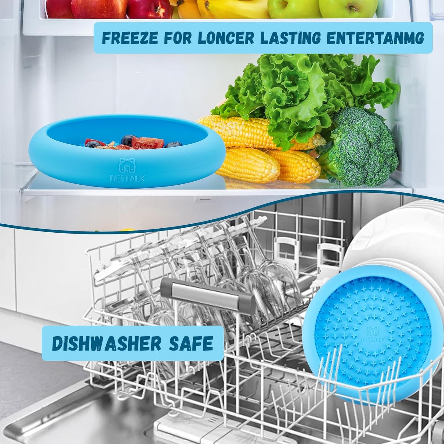 Dog Lick Bowl, Bestalk Anxiety Relief Slow Feeder Dog Lick Mat Treat Dispenser, Non-Slip Licking Bowl Enrichment Toys, BPA Free Silicone, Dishwasher Safe