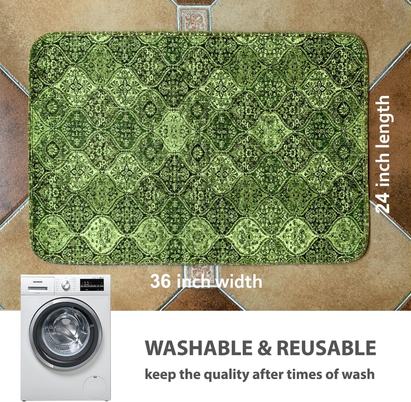nunubaby Washable Pee Pads for Dogs, Stylish, Non-Slip and Leak-Proof Pee Pads. Reusable Potty Pads for Dogs for Crates and Floors.(Beige/Multi, 24" x48" )
