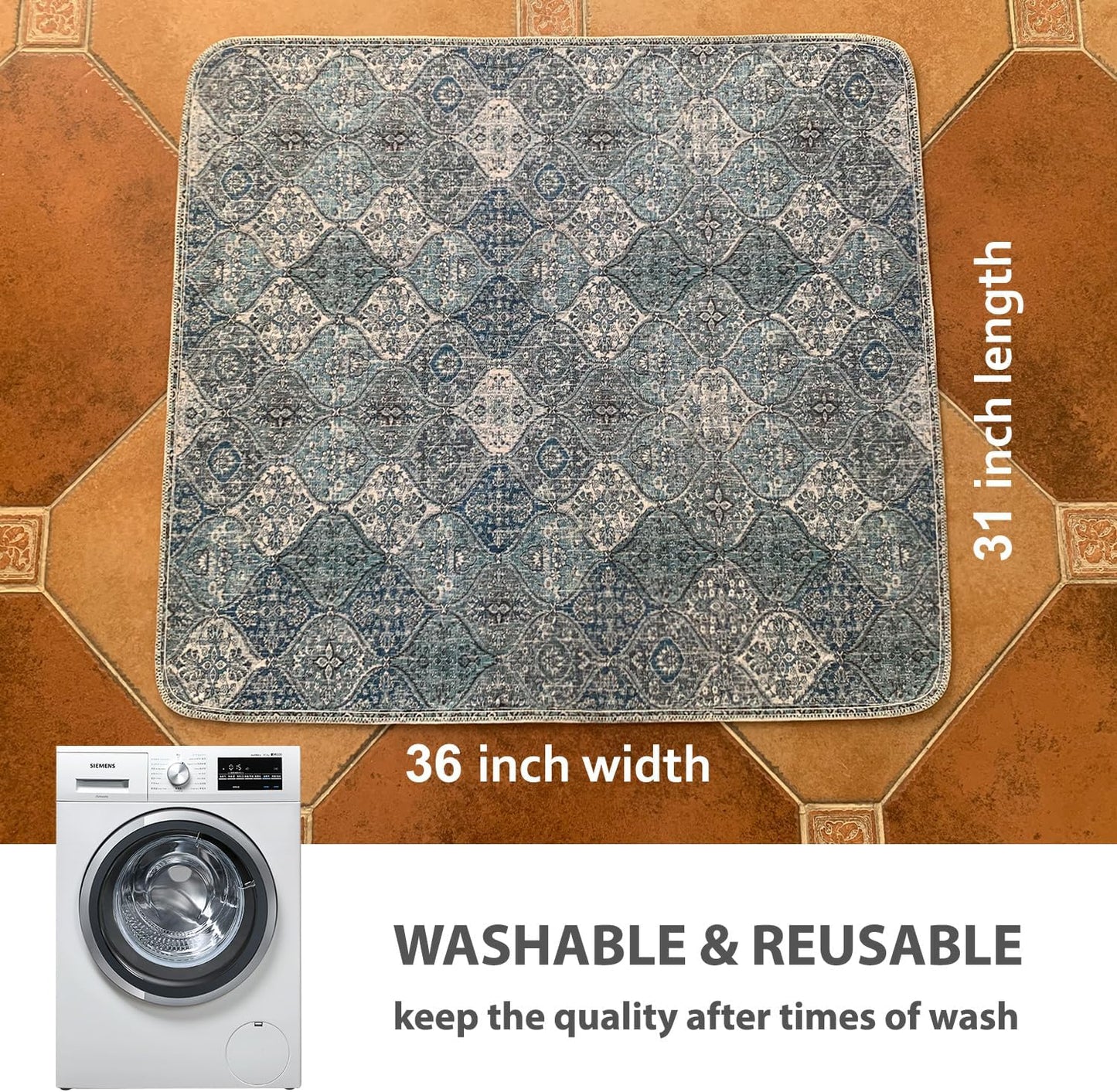 nunubaby Washable Pee Pads for Dogs, Stylish, Non-Slip and Leak-Proof Pee Pads. Reusable Potty Pads for Dogs for Crates and Floors.(Beige/Multi, 24" x48" )