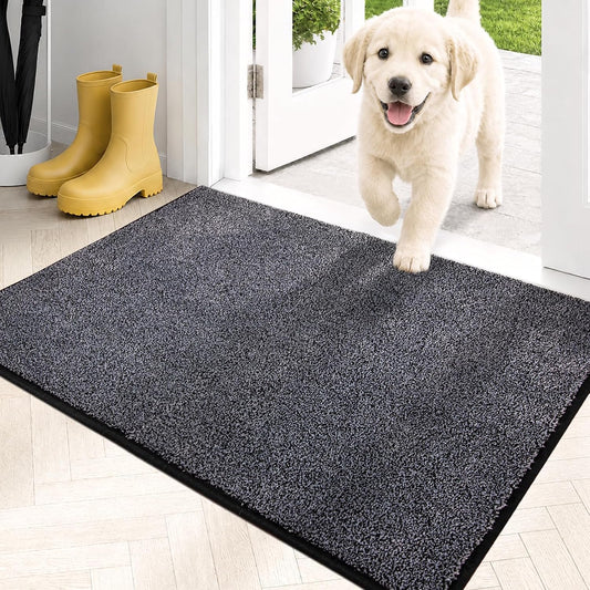 PURRUGS Dirt Trapping Door Mat 20" x 31.5", Non-Slip Machine Washable Entryway Rug, Dog Doormat, Indoor Front Door Mat, Super Absorbent Entry Rug for Muddy Shoes & Paws, Bluish Grey-Black