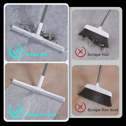 Rubber Squeegee Broom for Floor,62" Long Handle Window Squeegee, Silicone Pet Hair Remover,Magic Squeegee Broom for Indoor Cleaning,Cleans Glass, Hair, fine dust, Liquids, Suitable Smooth Floors, Rugs