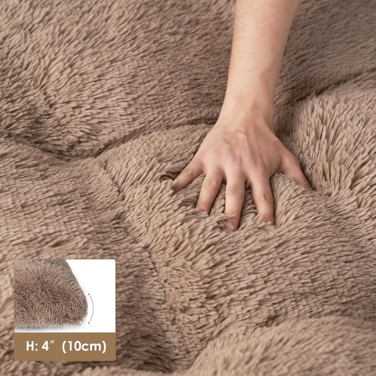 EHEYCIGA Fluffy Dog Crate Bed for Medium Dogs, Plush Faux Fur Crate Pad, Calming Anti Anxiety Medium Dog Bed, Washable Soft Warm Crate Mat with Non-Slip Bottom