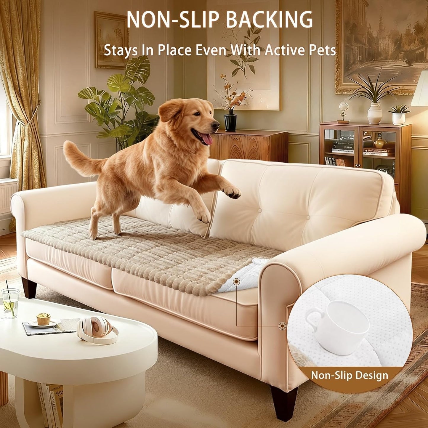 SearchI Couch Covers for Dogs Washable, Non Slip Fuzzy Pet Couch Cover for Sofa, Thick Soft Sofa Covers Couch Protector for Dogs Pet Friendly(Grey, 27.6" x 70.9")