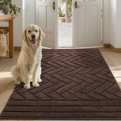 Tindbea Dog Mat for Mud Paws,Absorbs Moisture Dirt Non-Slip Washable Mud Mat for Dogs,Soft Rubber Backing Front Inside Pet Rug for Entryway, Dog Paws, Patio(20"x48",Charcoal)