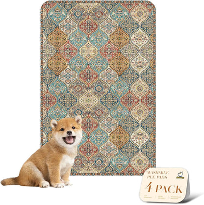 nunubaby Washable Pee Pads for Dogs, Stylish, Non-Slip and Leak-Proof Pee Pads. Reusable Potty Pads for Dogs for Crates and Floors.(Beige/Multi, 24" x48" )