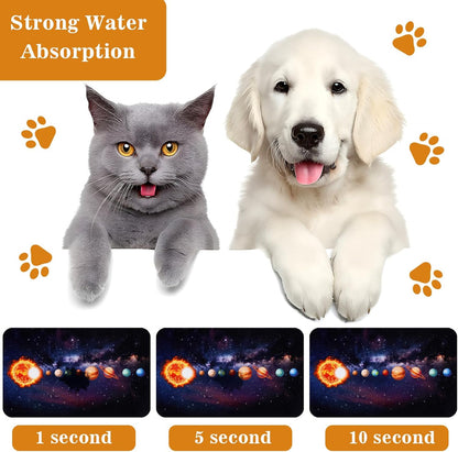 Dog Food Mats for Floors Waterproof Mat for Cat Food and Water Bowls - Absorbent Quick Dry Non Slip Mat for Pet Feeding