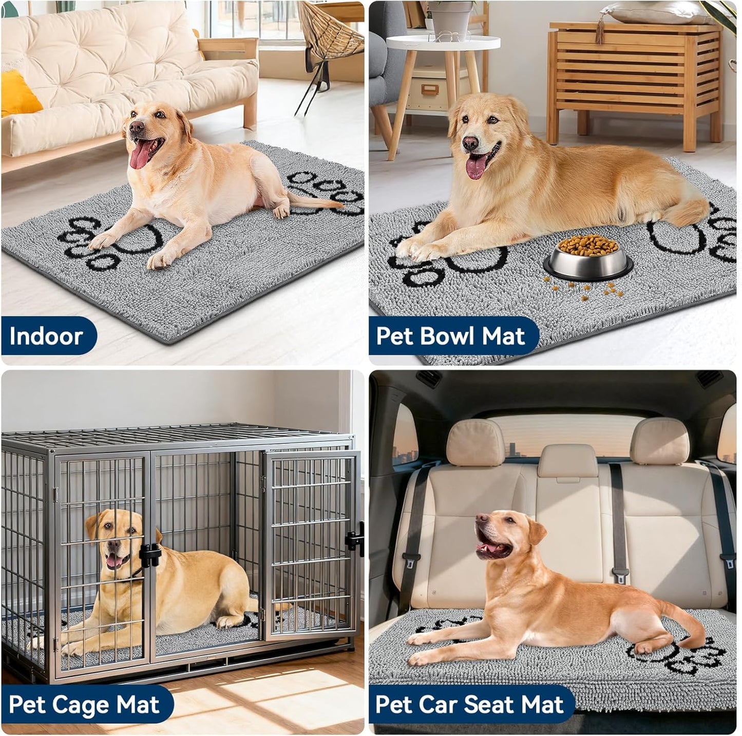 Bcoimo Super Absorbent Dog Door Mat, 30"*20" Anti Slip Mat for Muddy Paws, Pet Rugs for Dirty Paws Washable that Absorbs Moisture and Dirt, for Dog Cage and Pet Resting Carpet