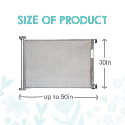 Regalo Safety 50" Extra Wide Retractable Baby Gate, Mesh Safety Gate for Doorways, Hallways & Bottom of Stairs, Hardware Mounted Gate for Babies, Toddlers & Pets, Lock Indicator Window, Gray