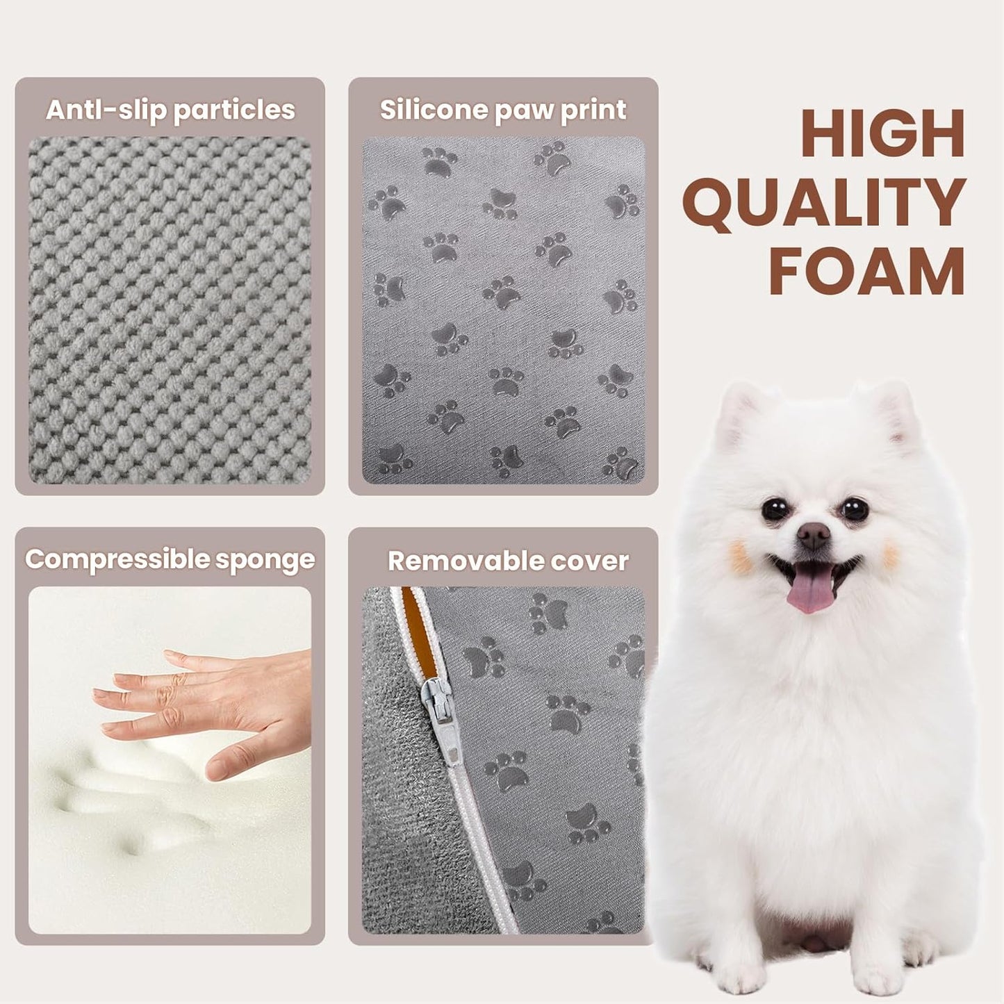 Dog Stairs for Small Dogs, 3 Tiers High Density Foam Dog Ramp, Extra Wide Non-Slip Pet Steps for High Beds Or Couch, Soft Foam Doggie Ladder for Dogs Injured, Older Pets, Small Cats