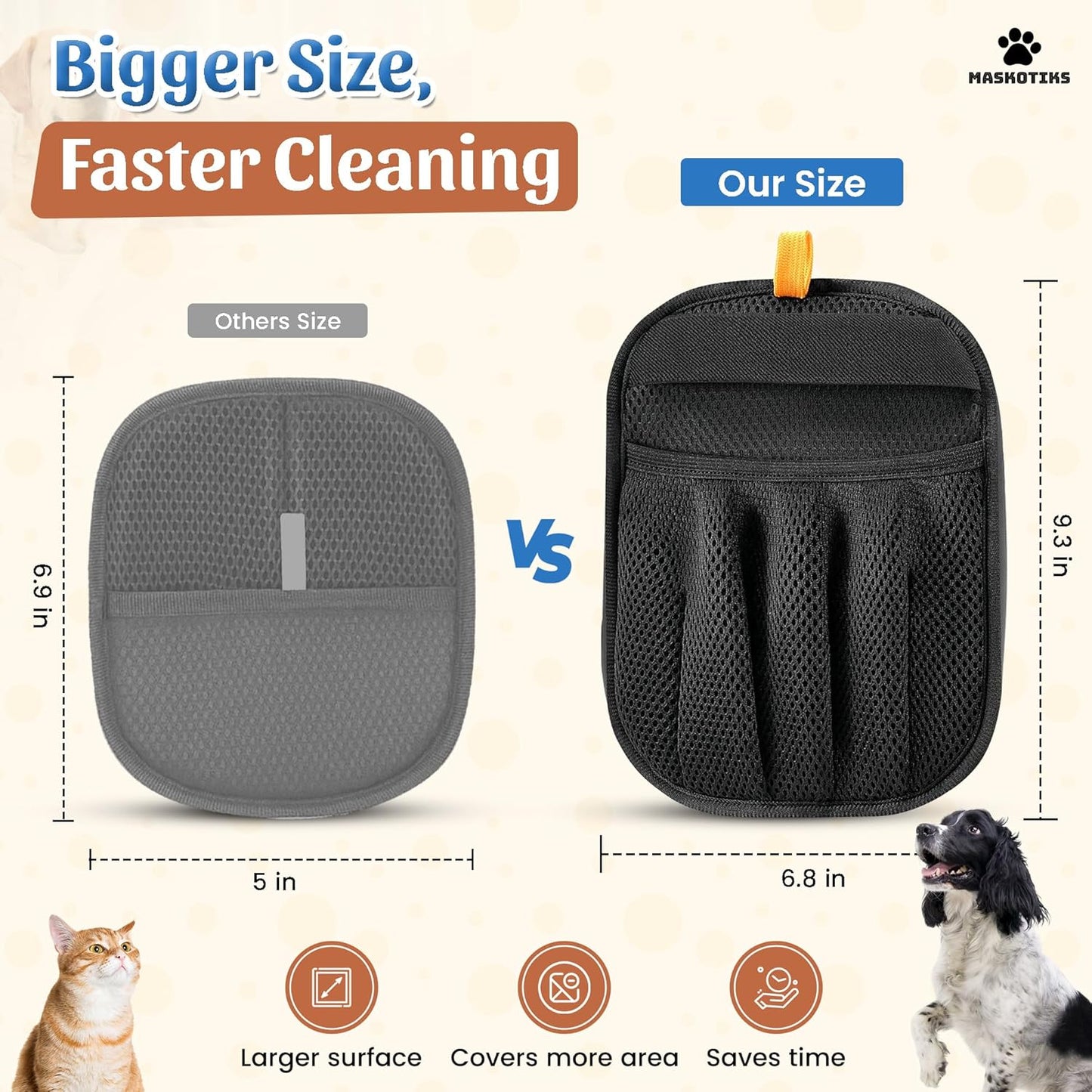 Pet Hair Removal Glove-Electrostatic Pet Hair Remover Glove with 5-Finger Design, Cat Hair Remover Glove for Couch,Car,Laundry,Carpet,The Magic Brush Pet Hair Remover is Light and Washable