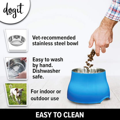 Dogit Elevated Dog Bowl, Stainless Steel Dog Food and Water Bowl for Large Dogs, White, 73753