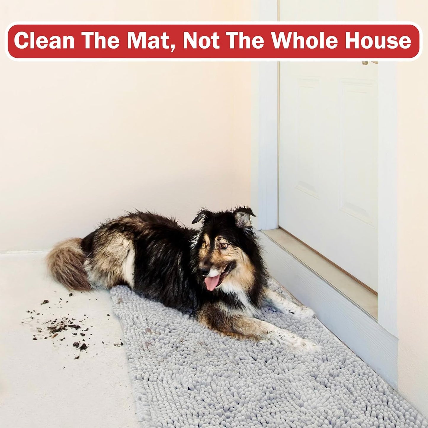 DogBuddy Dog Door Mat for Muddy Paws, Absorbent Microfiber Pet Rug, Waterproof Non-Slip Doormat, Washable Rugs for Dogs, Entryway Indoor Outdoor Mat, Dog Supplies (Medium, Shadow)