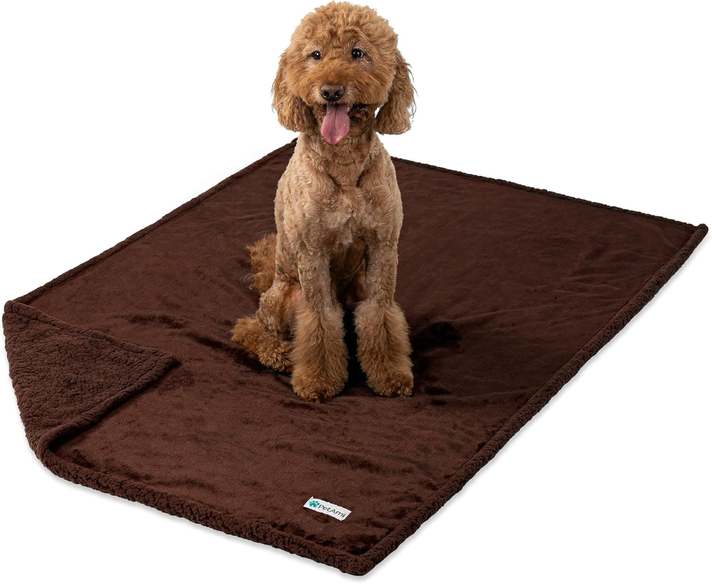 PetAmi Waterproof Dog Blanket for Couch, Large 60x40, Pee Proof Sherpa Fleece Reversible Pet Throw, Furniture Protector for Bed Sofa Kennel, Soft Washable Cover for Medium Dogs Cats, Grey Sherpa