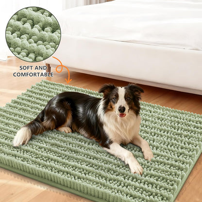 Smiry Dog Door Mat for Muddy Paws 30x20, Extra Soft Absorbent Chenille Doormat, Trap Moisture and Dirt, Non-Slip Machine Washable Front Door Mat for Indoor Entrance Inside Floor, Grey