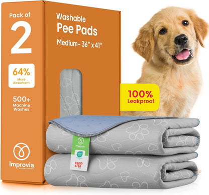 IMPROVIA® Reusable Puppy Pad – Waterproof, Extra-Absorbent, Washable Pee Pad for Dog Training, Whelping, & More – Protect Your Floors & Pet with Quick-Drying Potty Pad (Paws & Hearts, Small 18"x24")