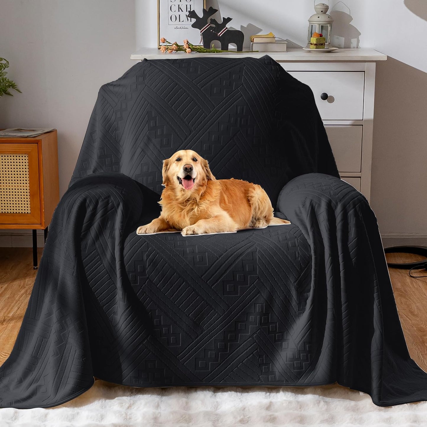 Waterproof Couch Cover, Reversible, Pet-Friendly, Washable and Anti-Slip Couch Covers for Sofa Protection with 3 Cushions, Sofa Slipcovers for Dogs and Cats (71×118in/Brown)
