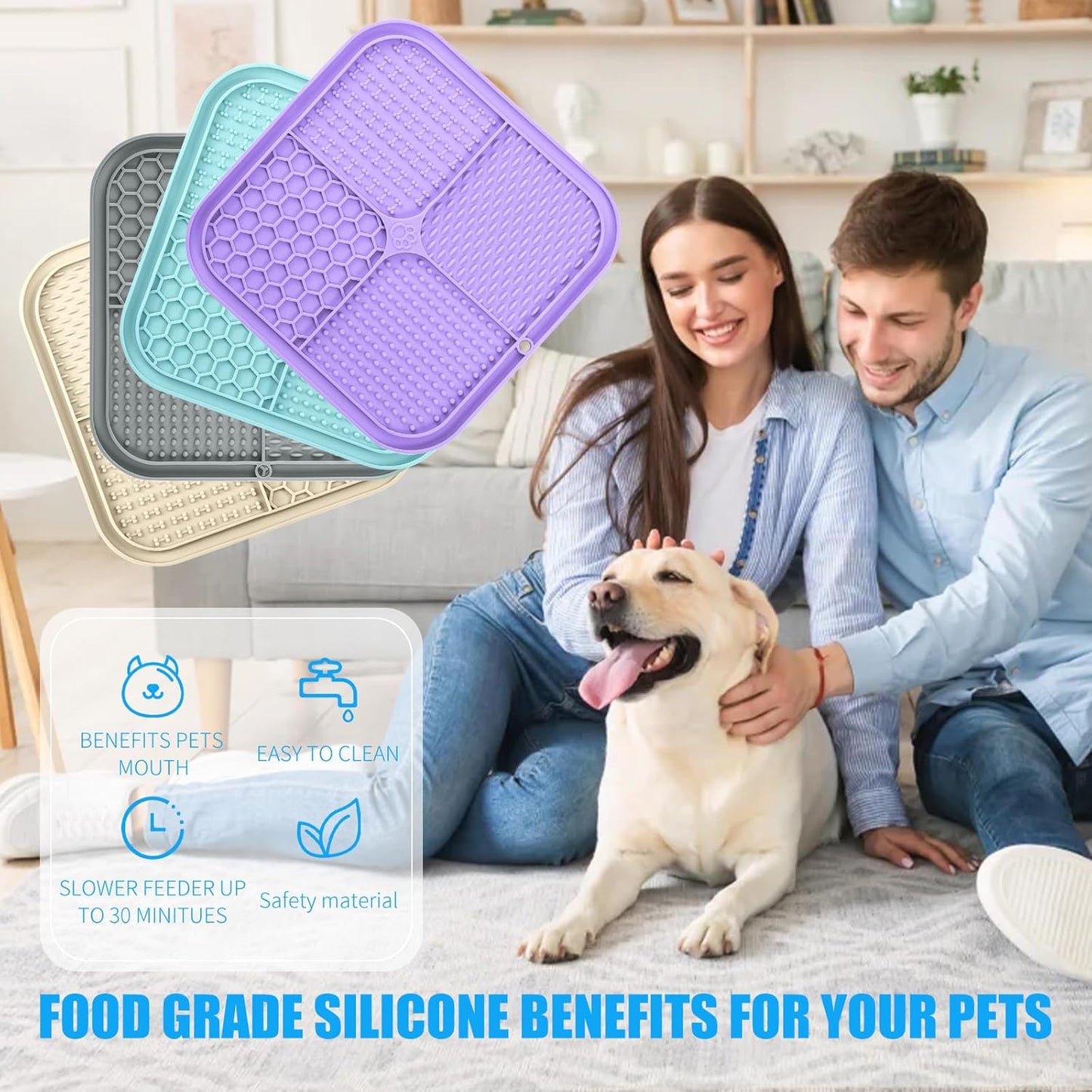 Honomastry Lick Mat for Dogs, Premium Lick Pad with Suction Cups for Dog Anxiety Relief, Slow Feeder Dog Bowls, Bathing, Grooming and Training.