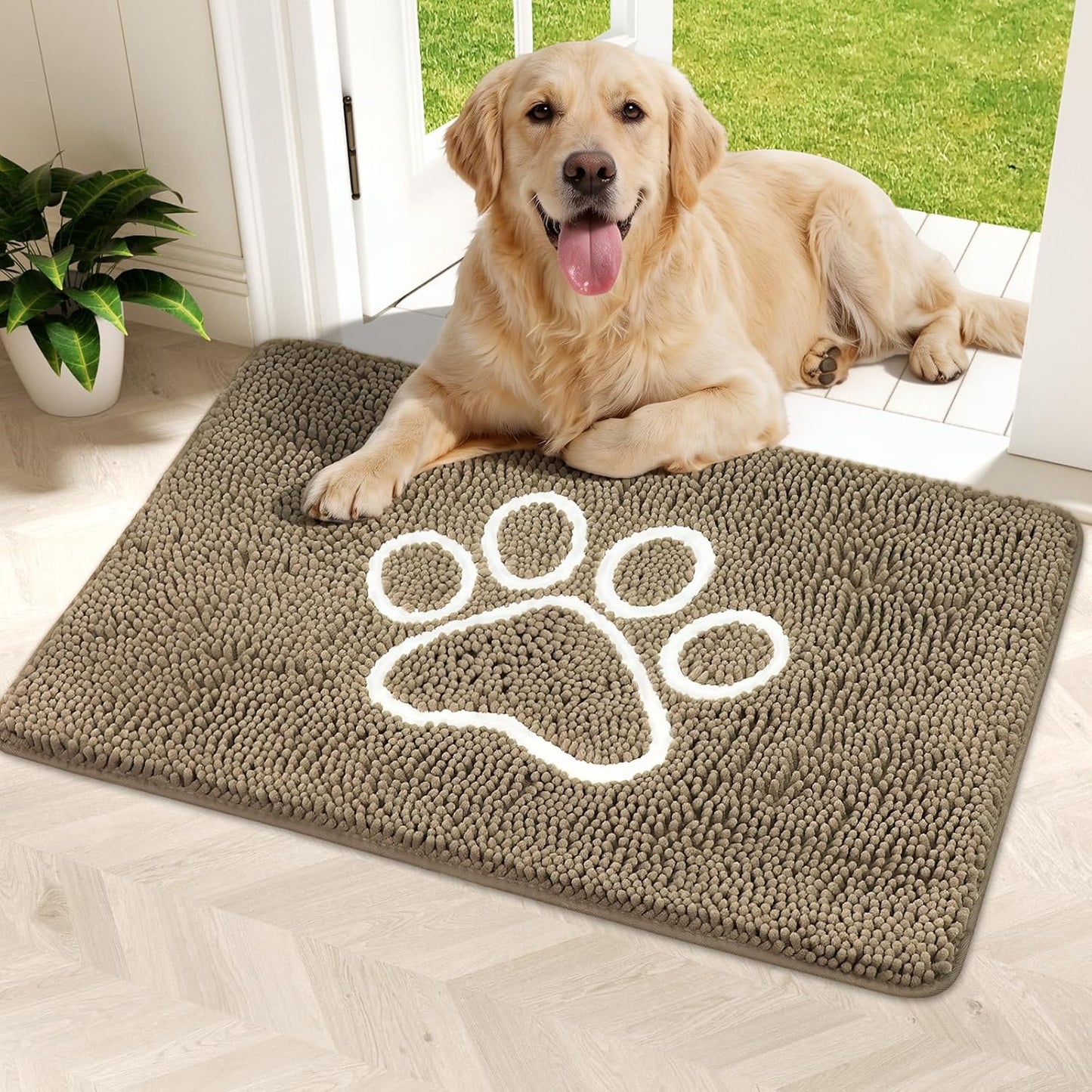 Bcoimo Super Absorbent Dog Door Mat, 30"*20" Anti Slip Mat for Muddy Paws, Pet Rugs for Dirty Paws Washable that Absorbs Moisture and Dirt, for Dog Cage and Pet Resting Carpet