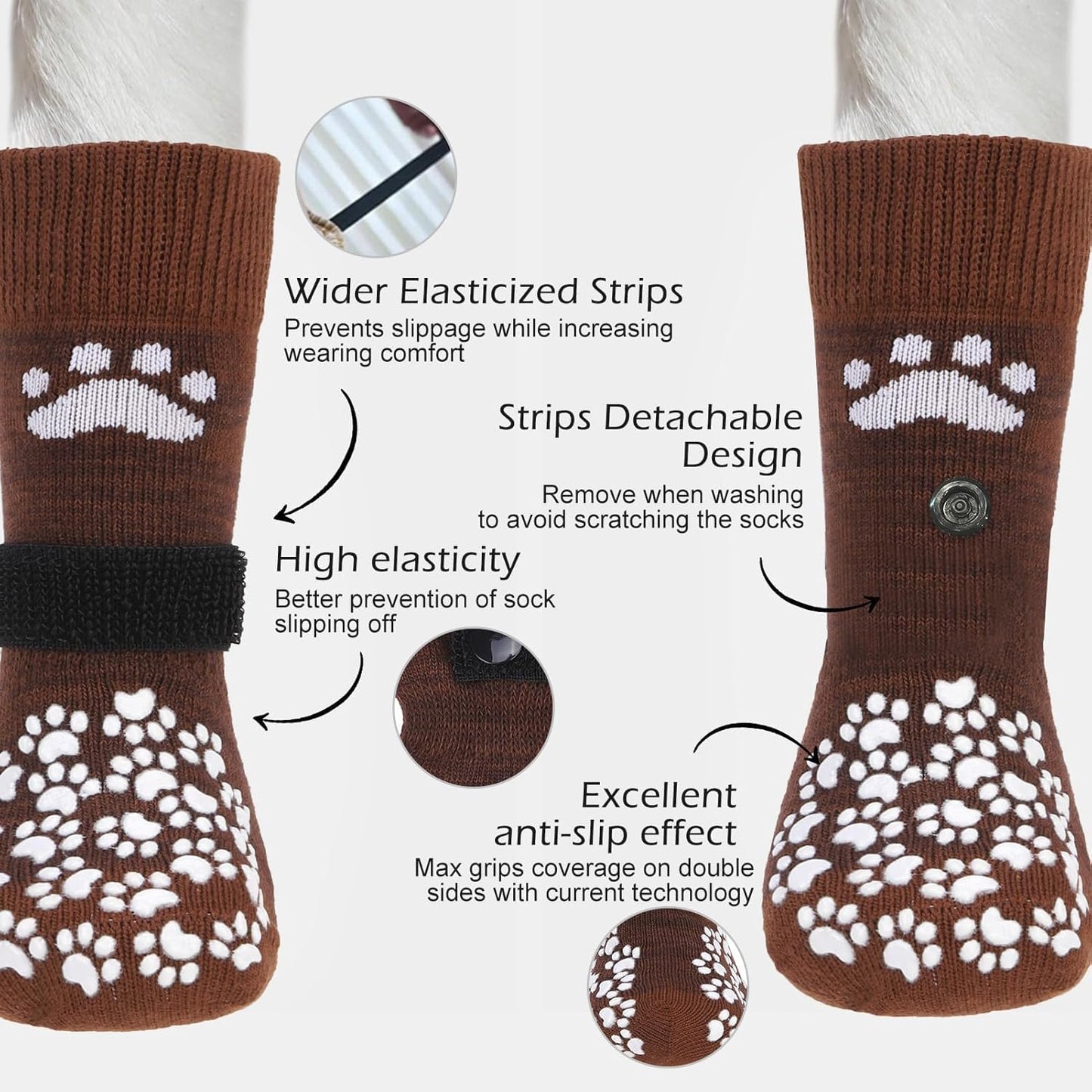 EXPAWLORER Anti Slip Dog Socks to Prevent Licking Paws, Dog Shoes for Hot Pavement, Dog Booties for Small Medium Large Senior Dogs, Traction Control Boots & Paw Protectors for Hardwood Floors
