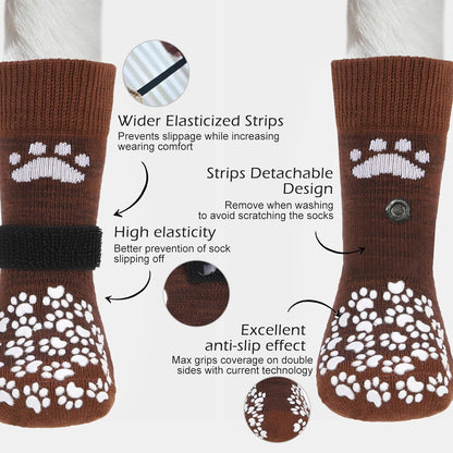 EXPAWLORER Anti Slip Dog Socks to Prevent Licking Paws, Dog Shoes for Hot Pavement, Dog Booties for Small Medium Large Senior Dogs, Traction Control Boots & Paw Protectors for Hardwood Floors