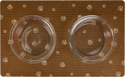 Drymate Pet Bowl Placemat, Dog & Cat Food Feeding Mat - Absorbent Fabric, Waterproof Backing, Slip-Resistant - Machine Washable/Durable (USA Made) (12” x 20”) (Indigo)