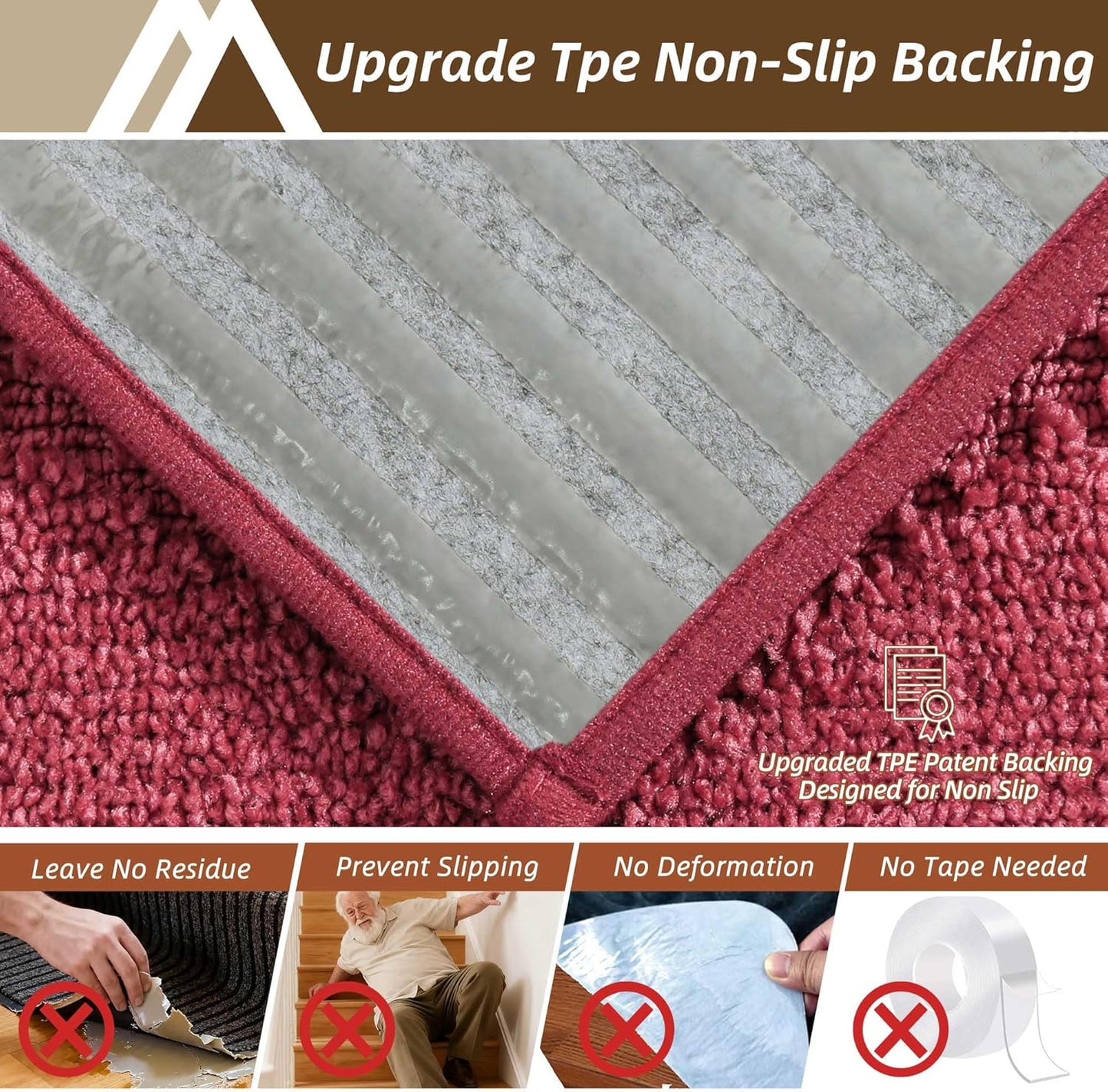 COSY HOMEER Edging Stair Treads Non-Slip Carpet Mat 28inX9in Indoor Stair Runners for Wooden Steps, Edging Stair Rugs for Kids and Dogs, 100% Polyester TPE Backing (7pc, Beige)
