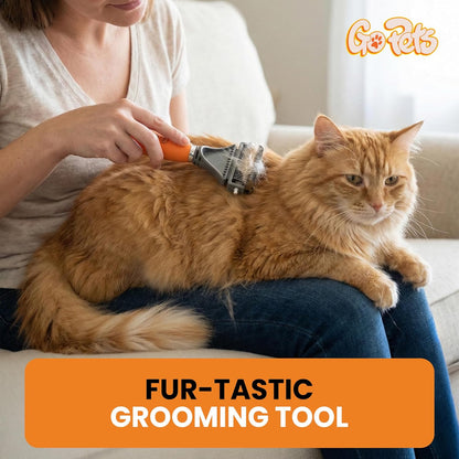 GoPets Self-Cleaning Slicker Brush for Dogs & Cats, Deshedding & Dematting Comb with Retractable Bristles, Undercoat Tool for Long Haired Dogs, Non-Slip Handle, Detangler for Mats & Shedding Fur
