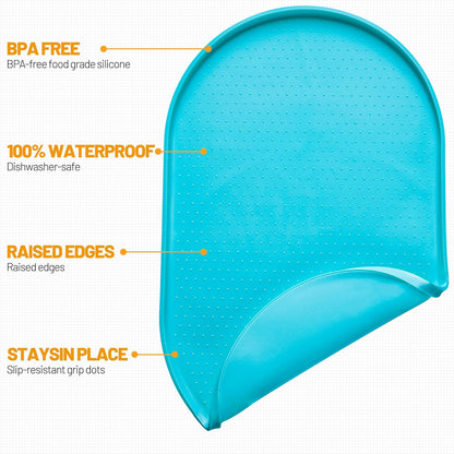 Hubulk 100% Waterproof Silicone Pet Feeding Mat with Raised Edge for Food and Water, Dog Bowl Mats, Cat Bowls Placemat with High Lip Protects Floor for Cats and Dogs (Gray, 19" L x 12" W)