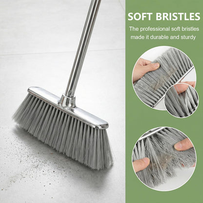 Indoor Soft Bristles Angle Sweeping Broom with Long Handle for Kitchen Hardwood Floor Cleaning