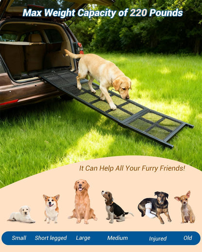 Dog Ramp for Car, 74" Long & 20" Wide Folding Outdoor Pet Ramp for Large Dogs, Non-Slip Safe Ramp for Truck/SUV/RV/Car