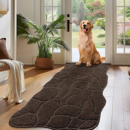 BSICPRO Large Dog Door Mat for Mud Paws, 22x47 Absorbent Dirt Trapper Long Door Mat, Non-Slip Washable Mud Mat for Dogs, Microfiber Soft Pet Rug Mat for Entryway, Dog Paws, Patio (Gray)