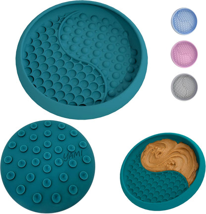 YAMI Dog Lick Bowl, Lick Mat for Dogs, Wet Food Cat Slow Feeder, Freeze Bowl, Enrichment & Puzzle Toy for Anxiety Relief, Food-Grade Silicone, Suction Cups, Dishwasher Fit, for All Breed (Light Gray)