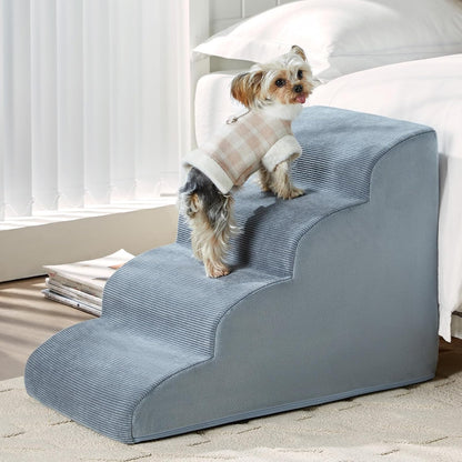 LEXTRO Dog Stairs for Small Dogs, 2-Steps Dog Ramp for Couch, Pet Stairs with Highly Supportive Foam and Non-Slip Bottom, Pet Steps for Cat & Doggie (High 11.8 Inch)