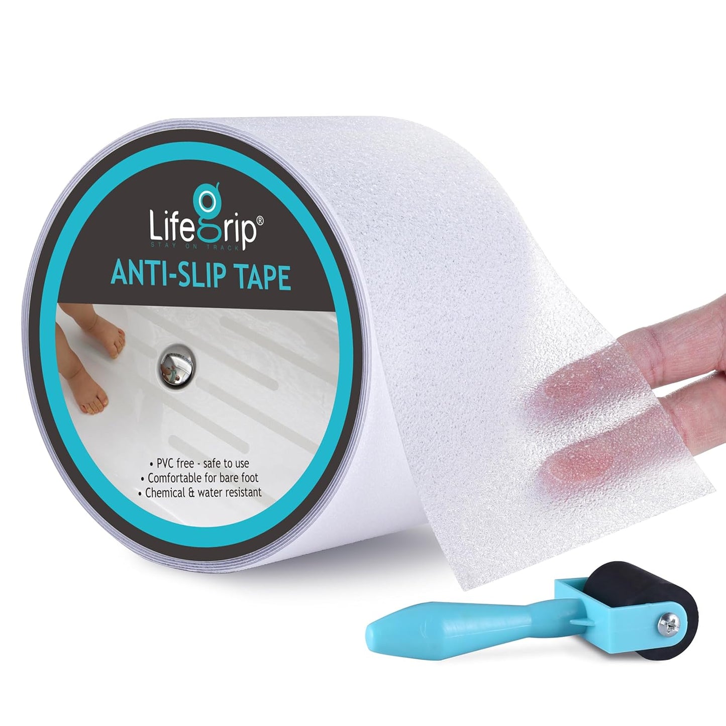LifeGrip Anti Slip Transparent Anti Slip Tape, 4 inch by 30 feet, Non-Slip Traction Grip Tape to Tubs, Boats, Stairs, Clear, Soft, Comfortable for Bare feet (4" X 30')