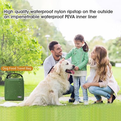 Travel Dog Food Container Pet Food Storage Bag Containers 2PCS Collapsible Travel Dog Bowls Waterproof Camping Storage Essentials Kibble Carrier 20L Easy to Clean (Black, Large)