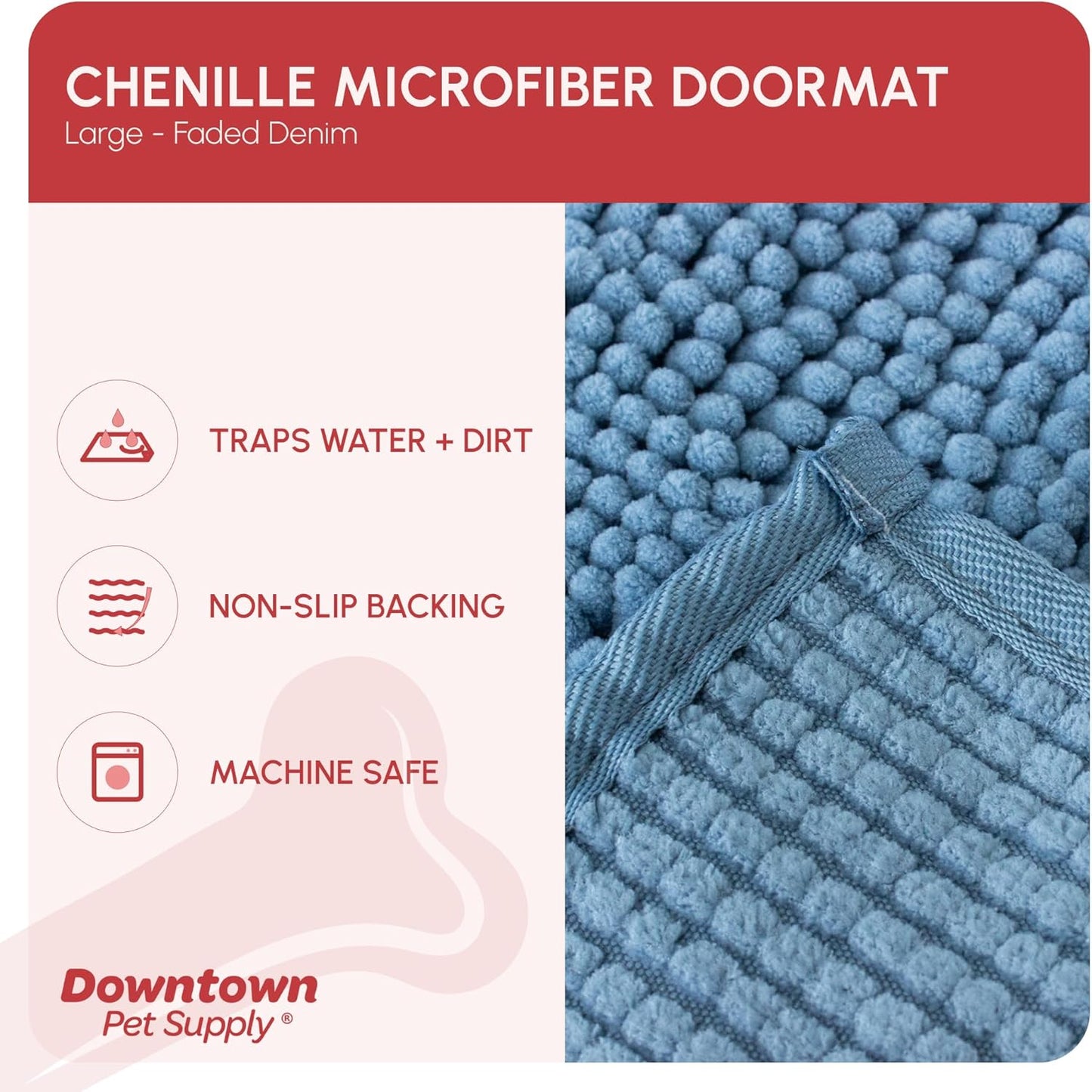My Doggy Place Dog Mud Mat, 36"x26" Ash – Thick Microfiber Entry Rug for Snow, Mud & Salt – Absorbent, Quick-Dry, Washer-Safe & Non-Slip, Large