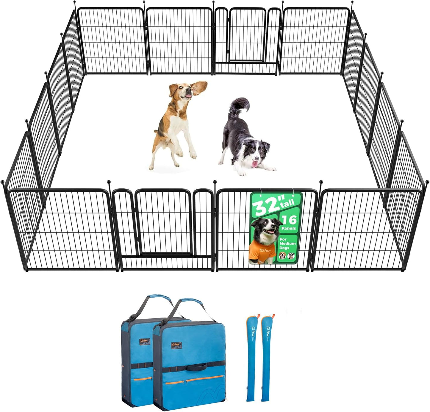 FXW Rollick Unleashed Dog Playpen for Indoor, Yard, RV Camping, 24 inch 8 Panels for Small and Puppy Dogs, Black│Patented
