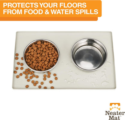 Neater Pet Brands Neater Mat Cat & Dog Food Mat, Waterproof & BPA-Free Silicone Placemat with Raised Edge for Under Food and Water Bowls, 19" x 12", Gunmetal Grey