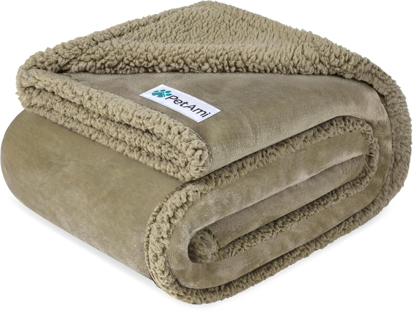 PetAmi Waterproof Dog Blanket for Couch, Large 60x40, Pee Proof Sherpa Fleece Reversible Pet Throw, Furniture Protector for Bed Sofa Kennel, Soft Washable Cover for Medium Dogs Cats, Grey Sherpa
