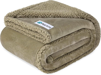 PetAmi Waterproof Dog Blanket for Couch, Large 60x40, Pee Proof Sherpa Fleece Reversible Pet Throw, Furniture Protector for Bed Sofa Kennel, Soft Washable Cover for Medium Dogs Cats, Grey Sherpa