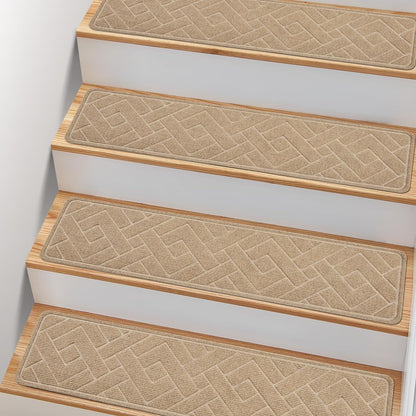 Non Slip Stair Treads for Wooden Steps,15 Pack 8" X 30" Stairs Carpet Treads Indoor with Reusable Peel and Stick Adhesive for Kids Elders and Pets