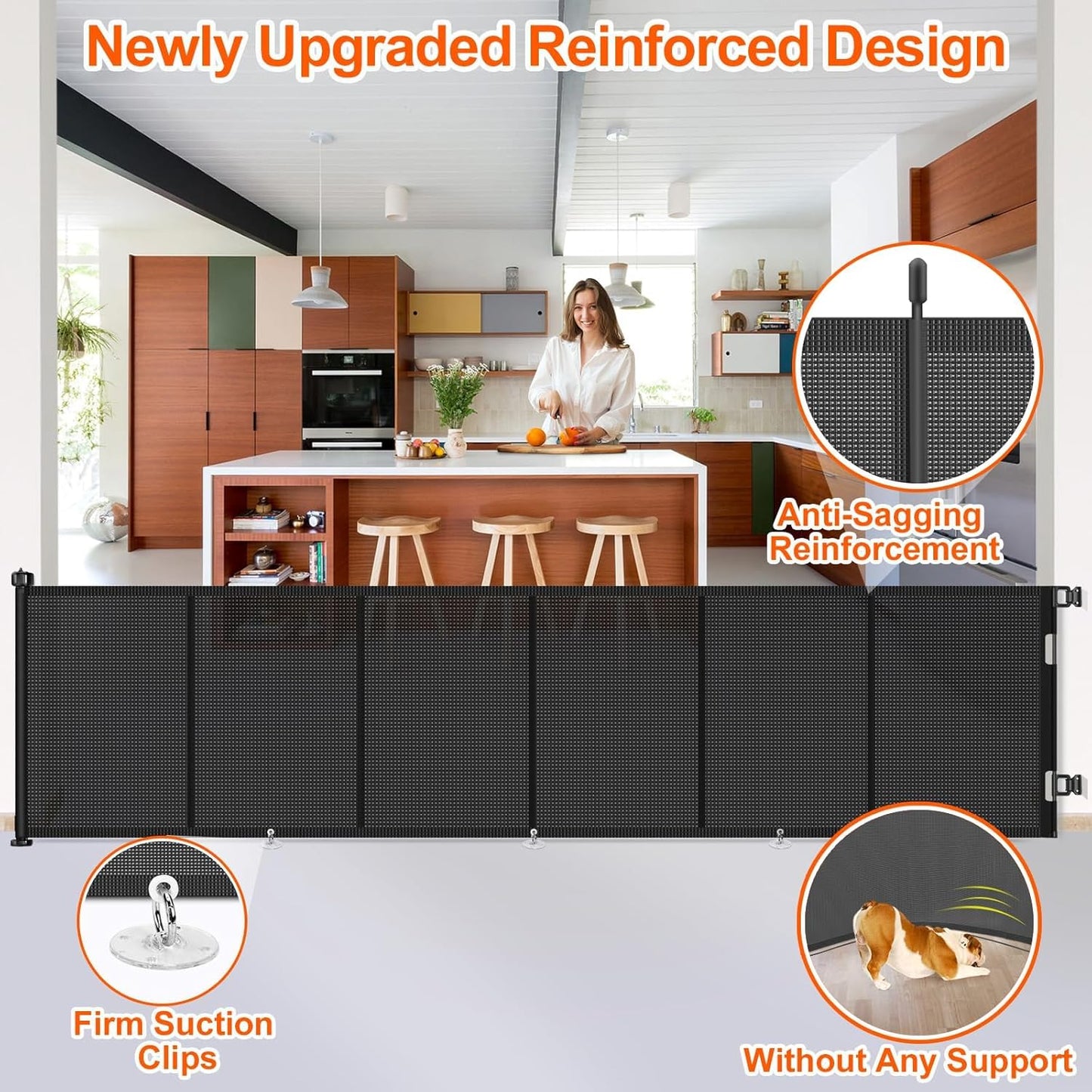 Upgrade 120 inch Retractable Baby Gates, EZIGO Extra Wide Baby Gate for Large Opening Extra Long Mesh Gate for Kids or Pet Dog Gate Child Safety Gate for Stairs Hallways Doorway Indoor Outdoor, Gray